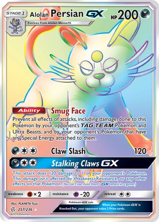 Pokemon Cosmic Eclipse Alolan Persian GX #257