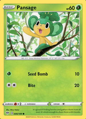 0006 Pansage Common Darkness Ablaze