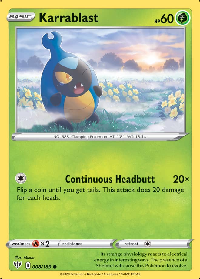 Karrablast #8/189 Common - Darkness Ablaze Pokemon card