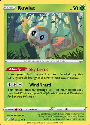 0011 Rowlet Common Darkness Ablaze