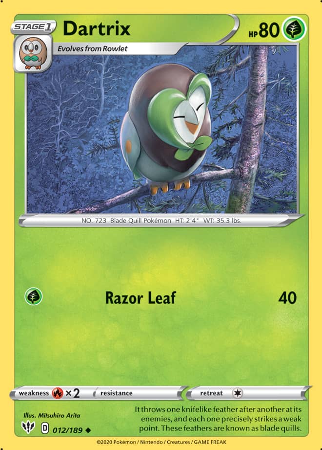 Dartrix #12/189 Uncommon - Darkness Ablaze Pokemon card