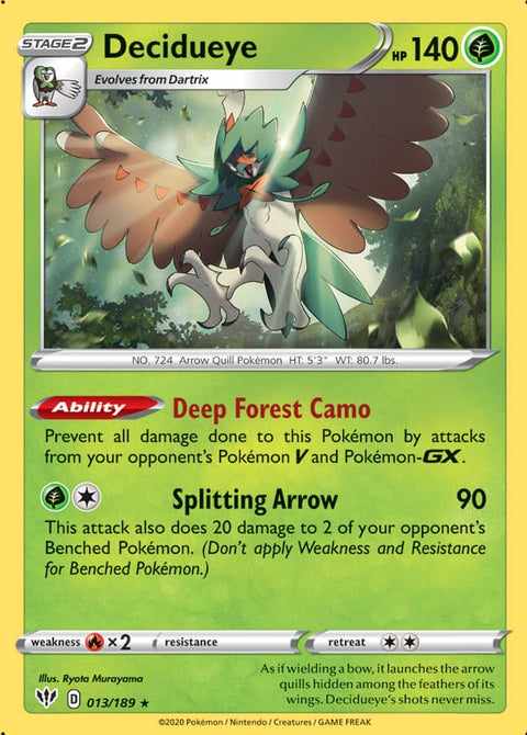0013 Decidueye Holo Rare Darkness Ablaze