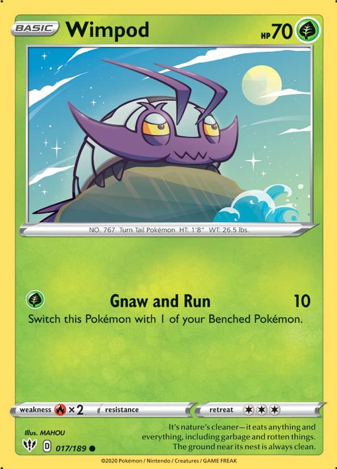 Wimpod #17/189 Common - Darkness Ablaze Pokemon card
