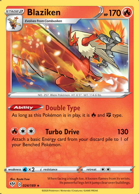 0024 Blaziken Holo Rare Darkness Ablaze