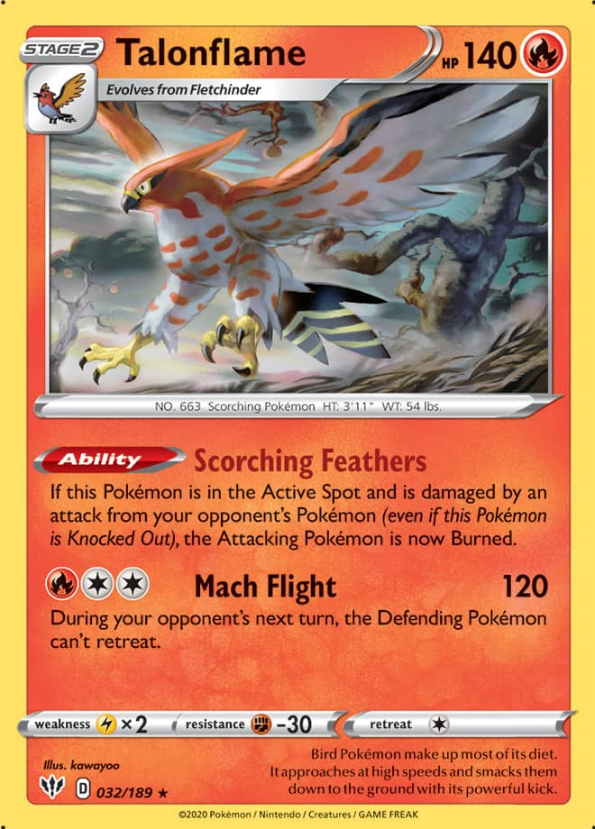 Talonflame #32/189 Rare - Darkness Ablaze Pokemon card