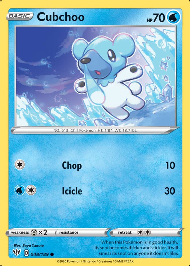 Cubchoo #48/189 Common - Darkness Ablaze Pokemon card