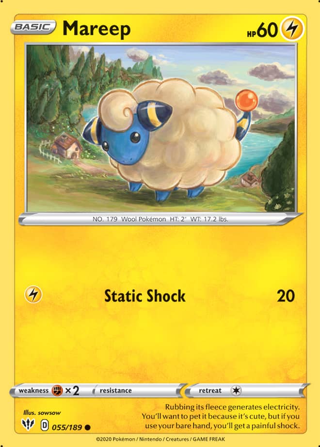 Mareep #55/189 Common - Darkness Ablaze Pokemon card