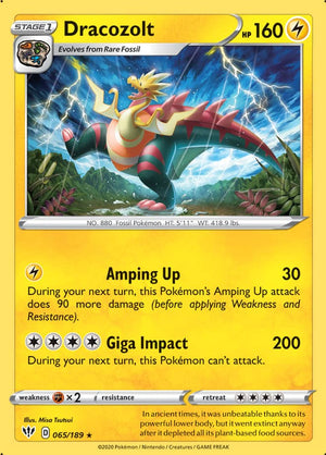 0065 Dracozolt Rare Darkness Ablaze
