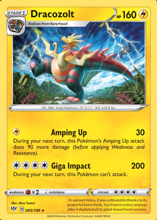 Dracozolt #65/189 Rare - Darkness Ablaze Pokemon card