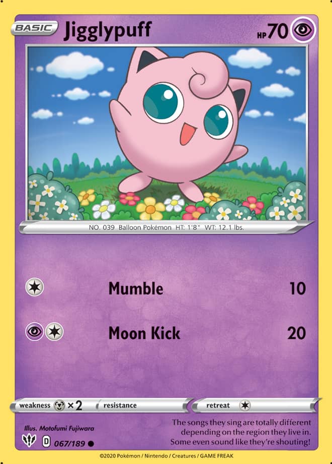Jigglypuff #67/189 Common - Darkness Ablaze Pokemon card