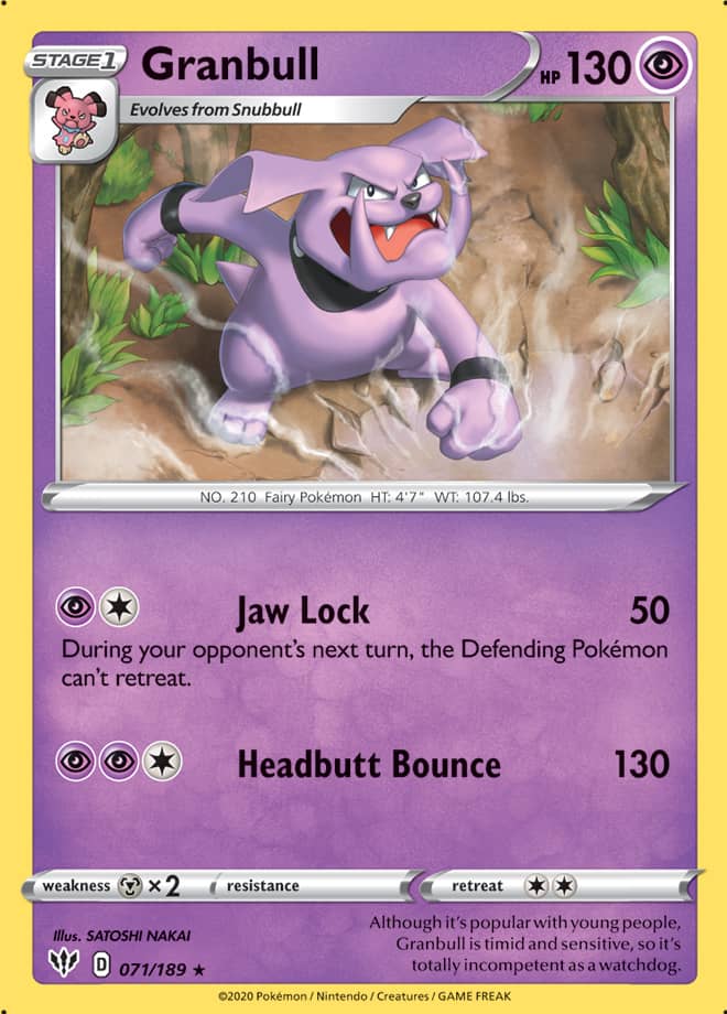 Granbull #71/189 Rare - Darkness Ablaze Pokemon card