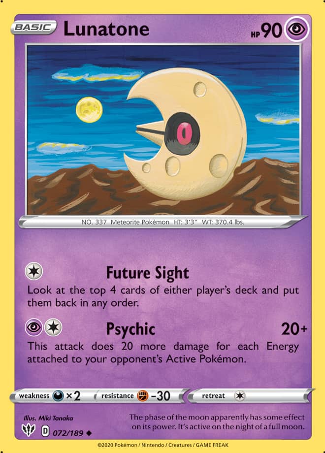 Lunatone #72/189 Uncommon - Darkness Ablaze Pokemon card