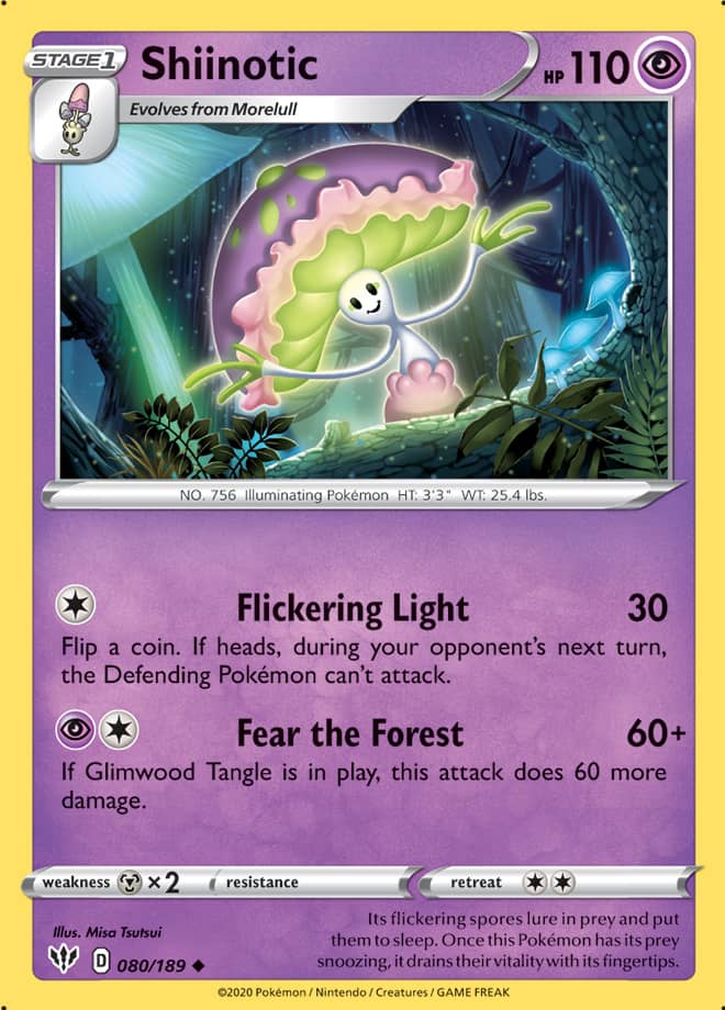 Shiinotic #80/189 Uncommon - Darkness Ablaze Pokemon card