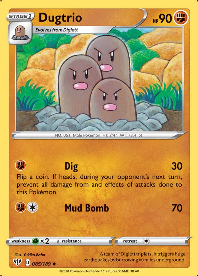 Dugtrio #85/189 Uncommon - Darkness Ablaze Pokemon card