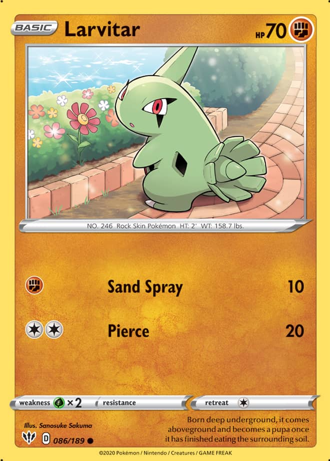 Larvitar #86/189 Common - Darkness Ablaze Pokemon card