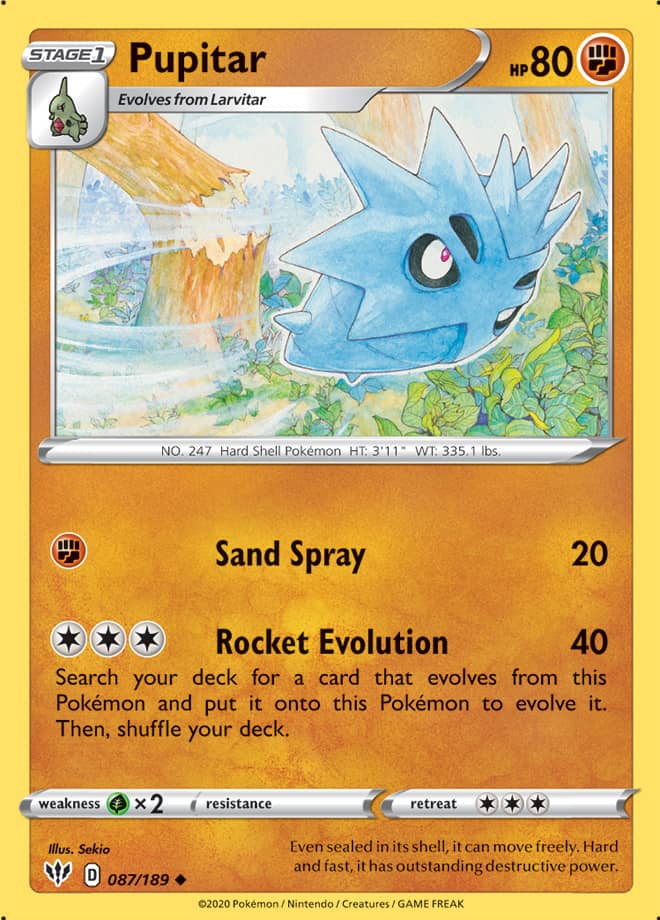Pupitar #87/189 Uncommon - Darkness Ablaze Pokemon card