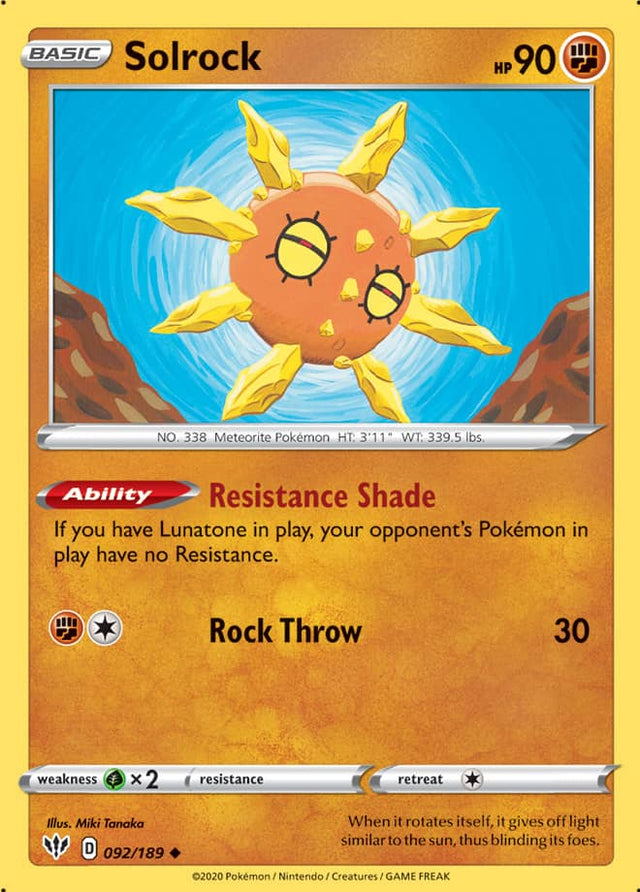 Pokemon Darkness Ablaze Solrock #92