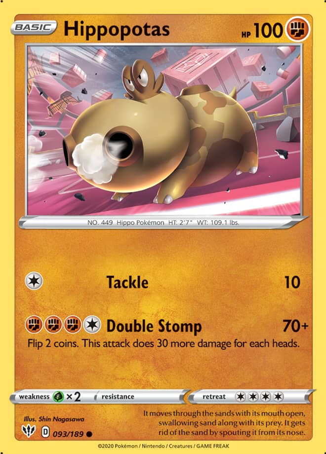 Hippopotas #93/189 Common - Darkness Ablaze Pokemon card