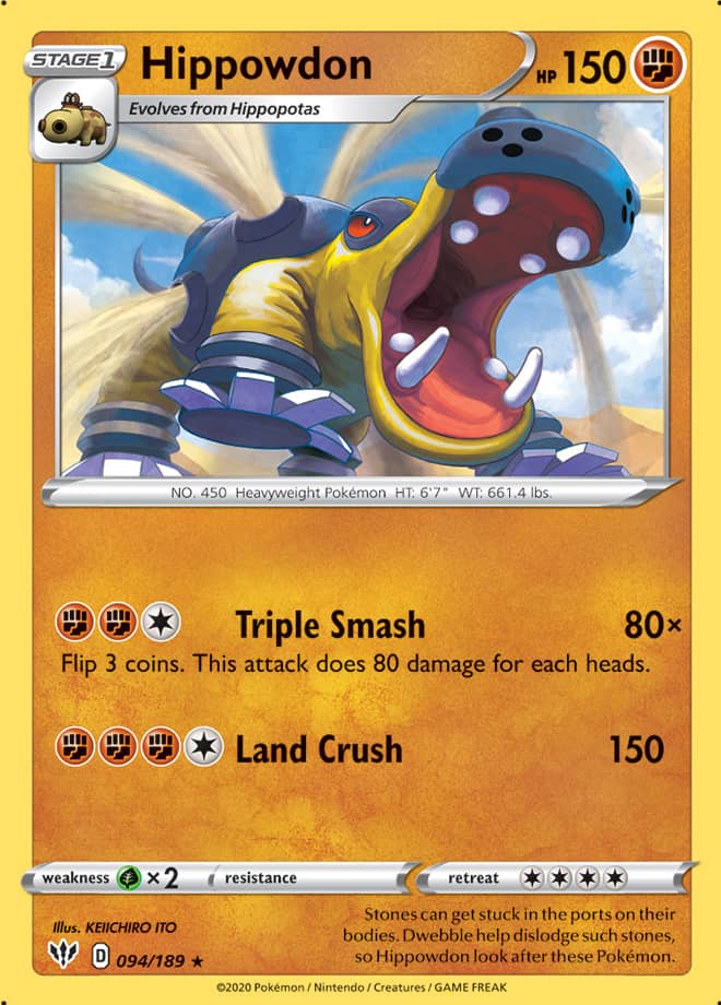 Hippowdon #94/189 Rare - Darkness Ablaze Pokemon card