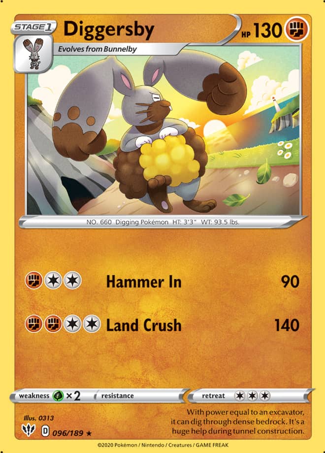 Diggersby #96/189 Rare - Darkness Ablaze Pokemon card