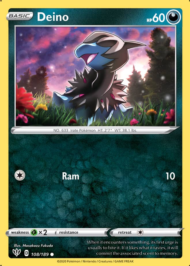 Deino #108/189 Common - Darkness Ablaze Pokemon card