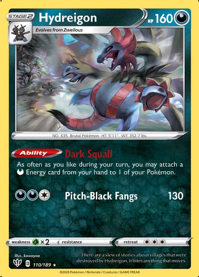 Hydreigon #110/189 Rare - Darkness Ablaze Pokemon card