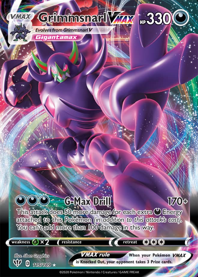 Pokemon Darkness Ablaze Grimmsnarl VMAX #115