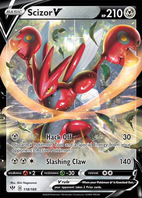 Pokemon Darkness Ablaze Scizor V #118