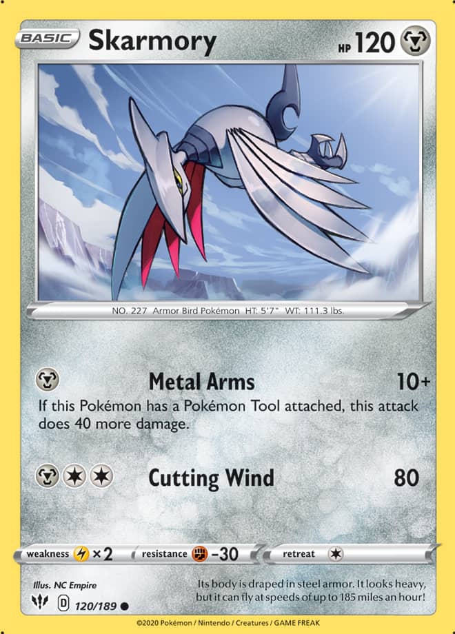 Skarmory #120/189 Common - Darkness Ablaze Pokemon card