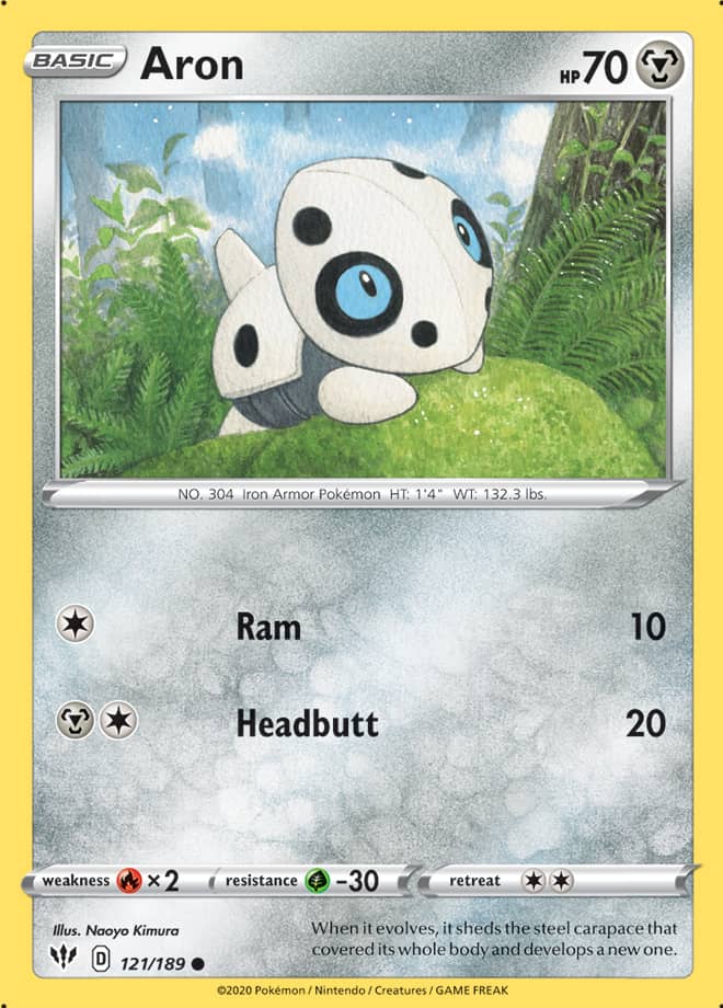 Aron #121/189 Common - Darkness Ablaze Pokemon card