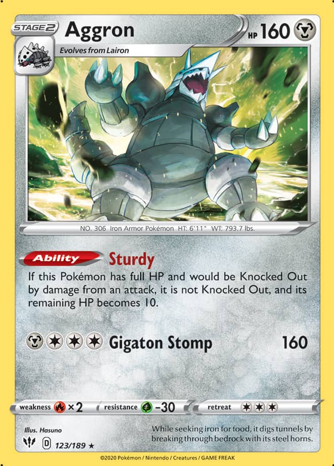 Aggron #123/189 Holo Rare - Darkness Ablaze Pokemon card
