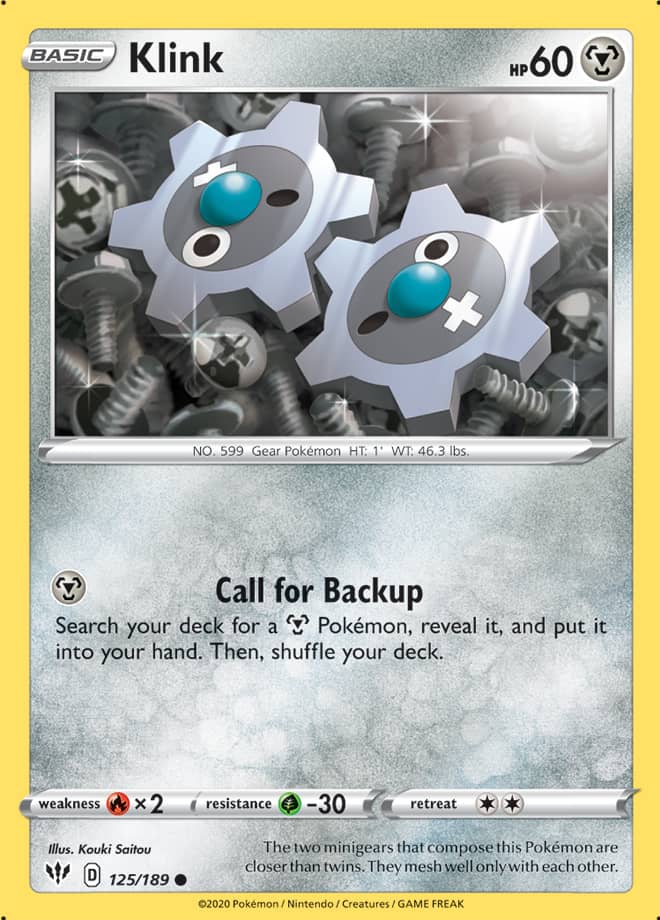 Klink #125/189 Common - Darkness Ablaze Pokemon card