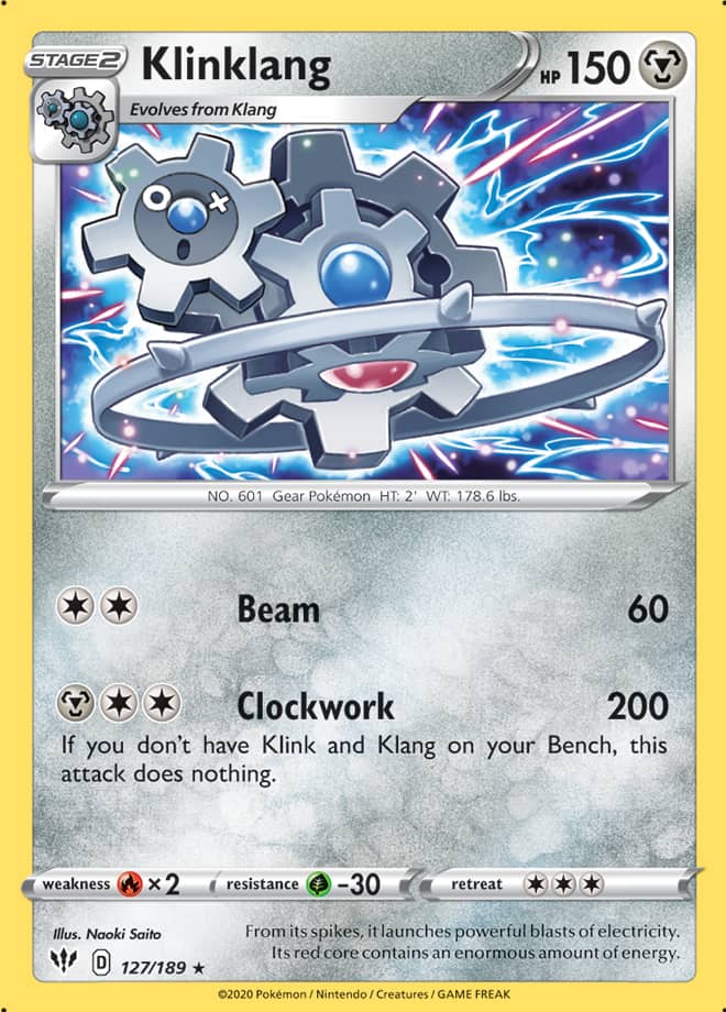 Klinklang #127/189 Rare - Darkness Ablaze Pokemon card