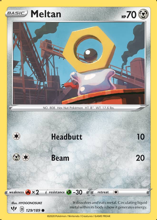 Meltan #129/189 Common - Darkness Ablaze Pokemon card