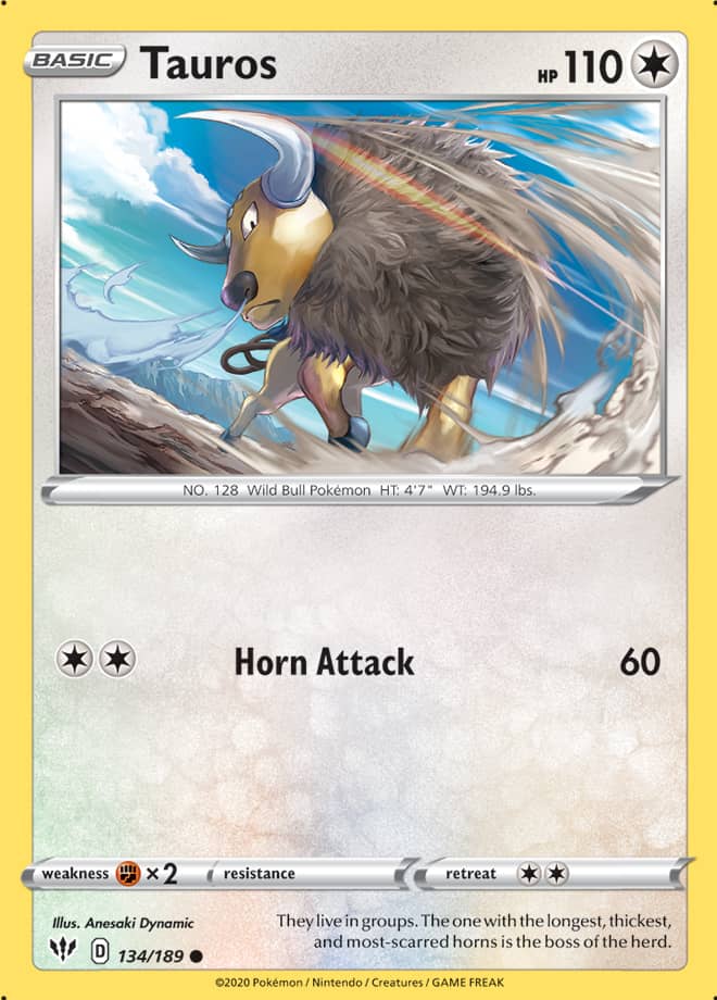Tauros #134/189 Common - Darkness Ablaze Pokemon card