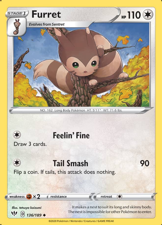Furret #136/189 Uncommon - Darkness Ablaze Pokemon card