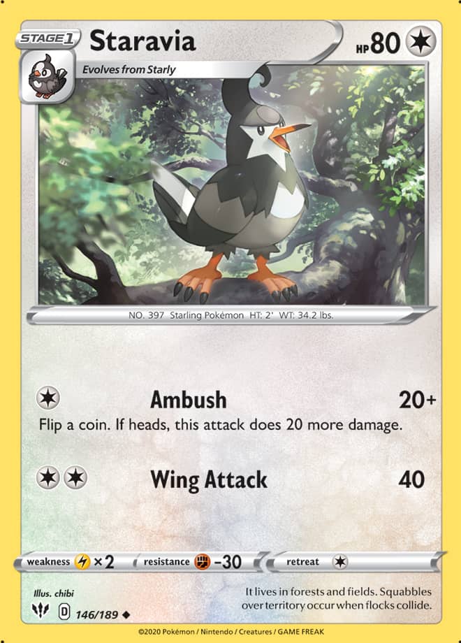 Staravia #146/189 Uncommon - Darkness Ablaze Pokemon card