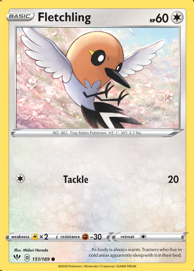 Fletchling #151/189 Common - Darkness Ablaze Pokemon card