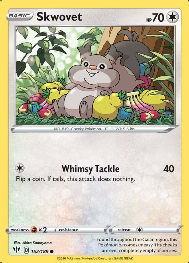 Skwovet #152/189 Common - Darkness Ablaze Pokemon card