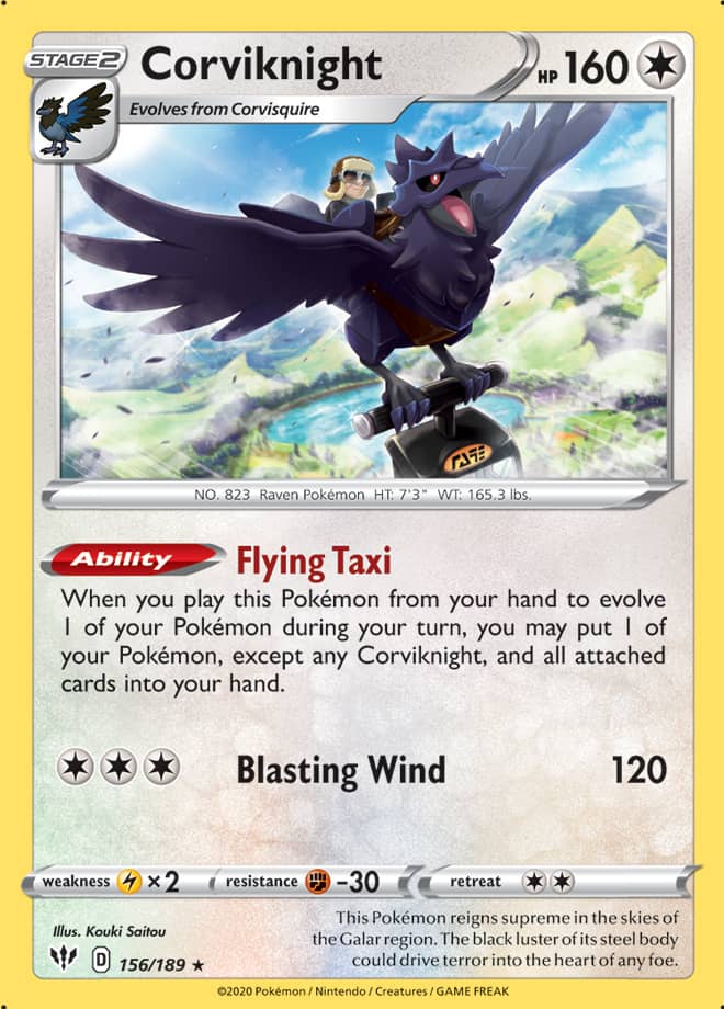 Corviknight #156/189 Holo Rare - Darkness Ablaze Pokemon card