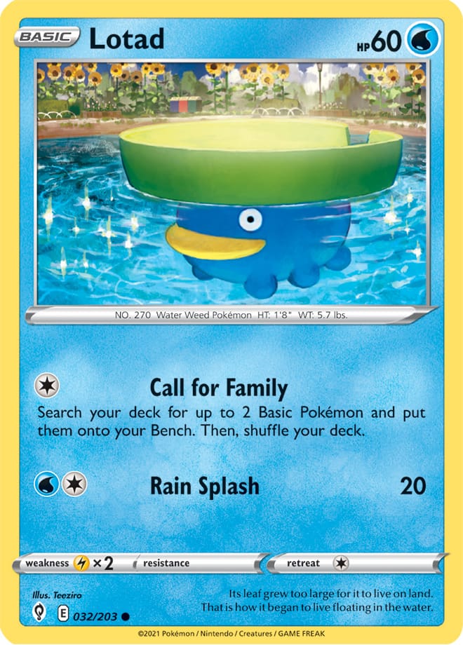 Lotad #32/203 Common - Evolving Skies Pokemon card