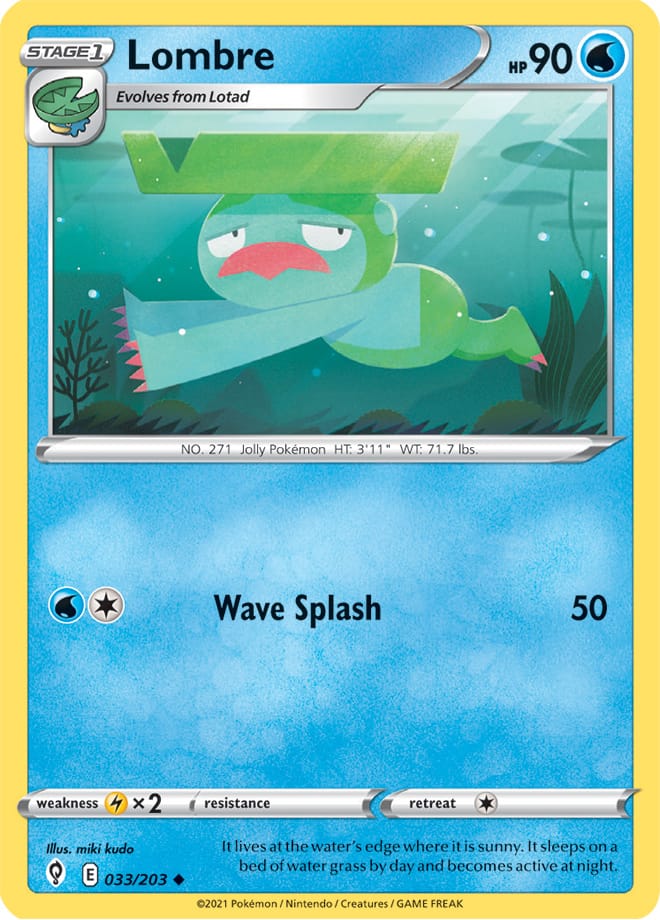 Lombre #33/203 Uncommon - Evolving Skies Pokemon card