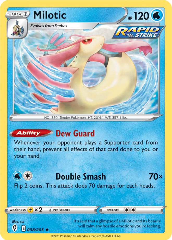 Milotic #38/203 Rare - Evolving Skies Pokemon card