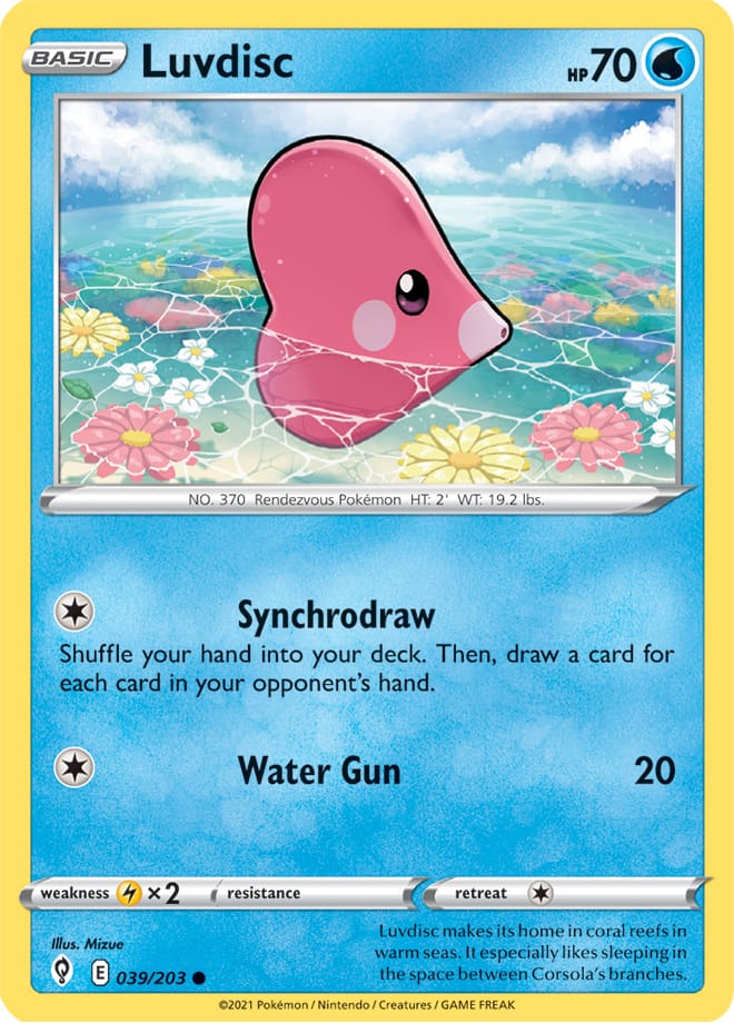 Luvdisc #39/203 Common - Evolving Skies Pokemon card