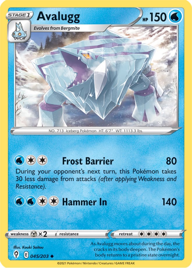 Avalugg #45/203 Uncommon - Evolving Skies Pokemon card