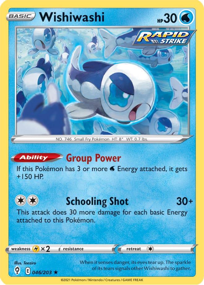 Wishiwashi #46/203 Rare - Evolving Skies Pokemon card