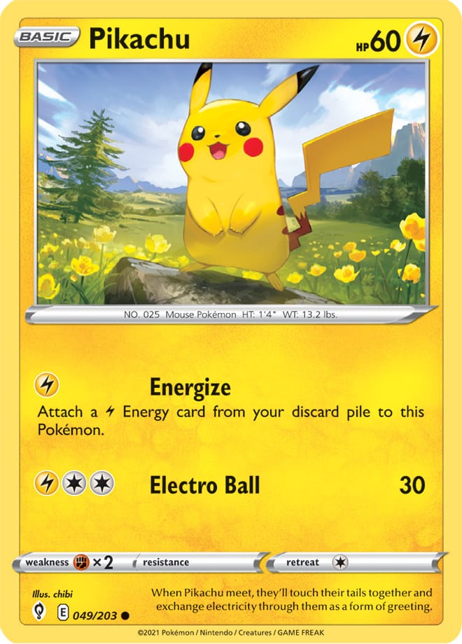 Pikachu #49/203 Common - Evolving Skies Pokemon card