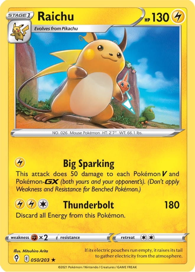 Raichu #50/203 Holo Rare - Evolving Skies Pokemon card
