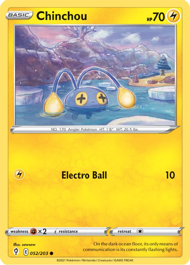 Chinchou #52/203 Common - Evolving Skies Pokemon card