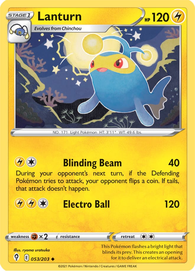 Lanturn #53/203 Uncommon - Evolving Skies Pokemon card